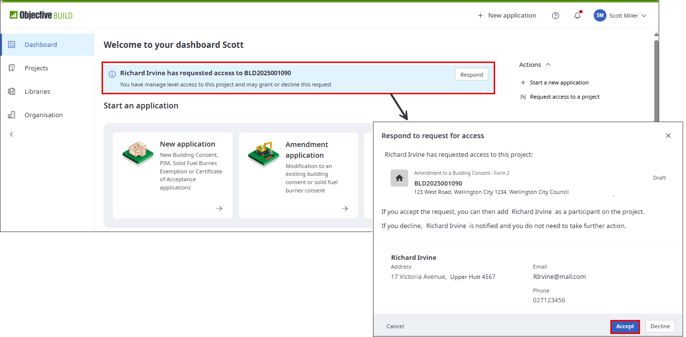 Request access to a project