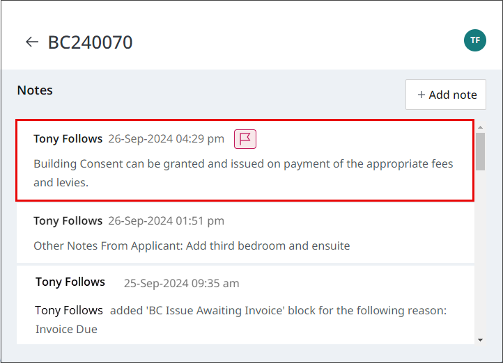Adding notes to inspections